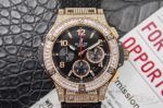 H6 Swiss Hublot Big Bang 7750 Chronograph Yellow Gold Baguette Diamond Bezel 44 MM Automatic Watch